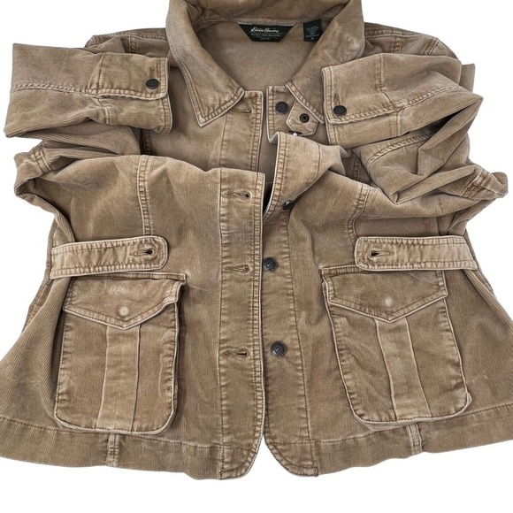 Y2K Eddie Bauer Tan Corduroy Barn Coat Chore Jacket Size XL Button Faded Retro - Picture 14 of 16
